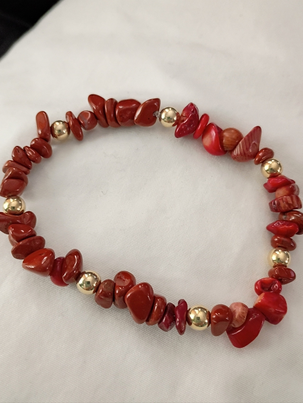 Red Jasper Gemstone Chip Stretch Bracelet